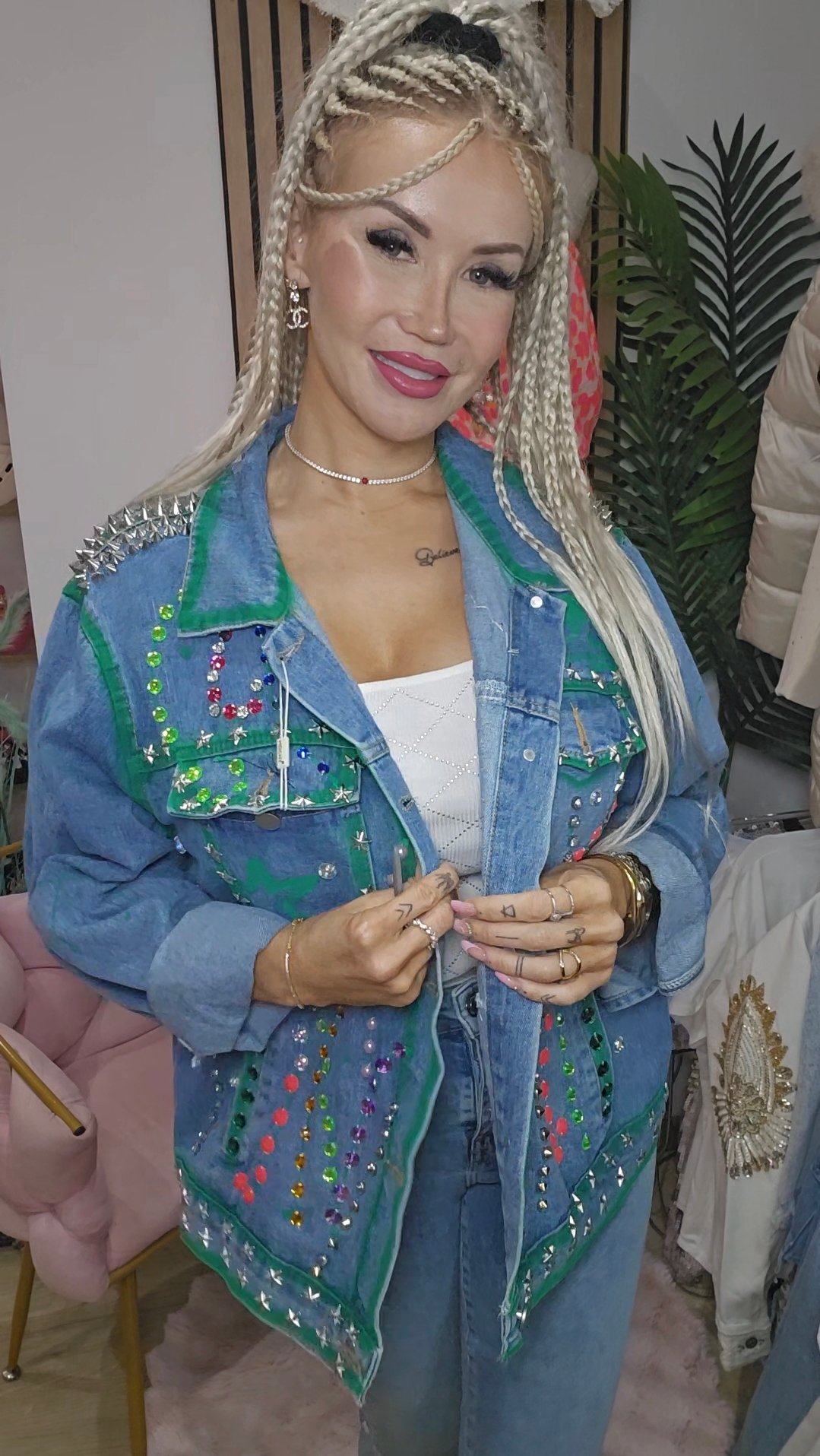 Veste en jeans diamants