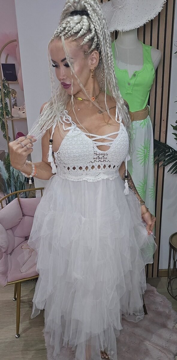 robe boheme crochet blanche