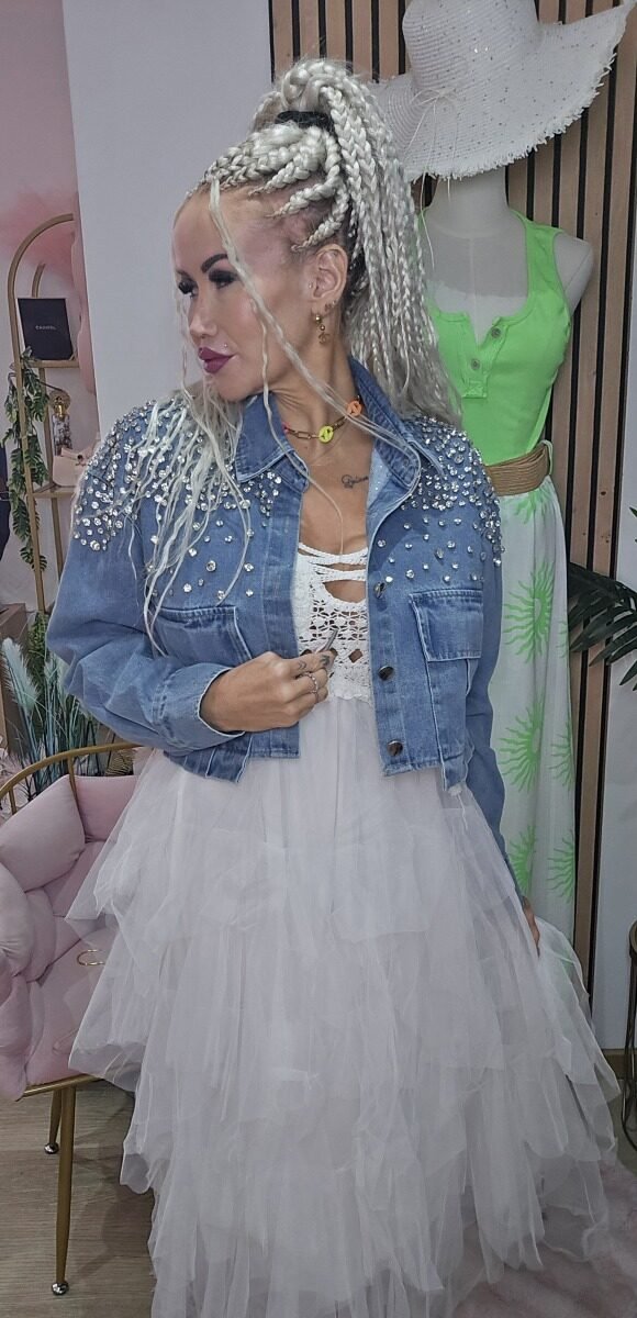 Veste en jeans strass